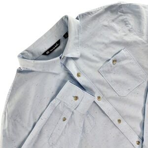 TravisMathew Button Down Shirt Mens‎ XL Light Blue Flecked Cotton Blend